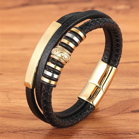 luxury men's leather bracelets